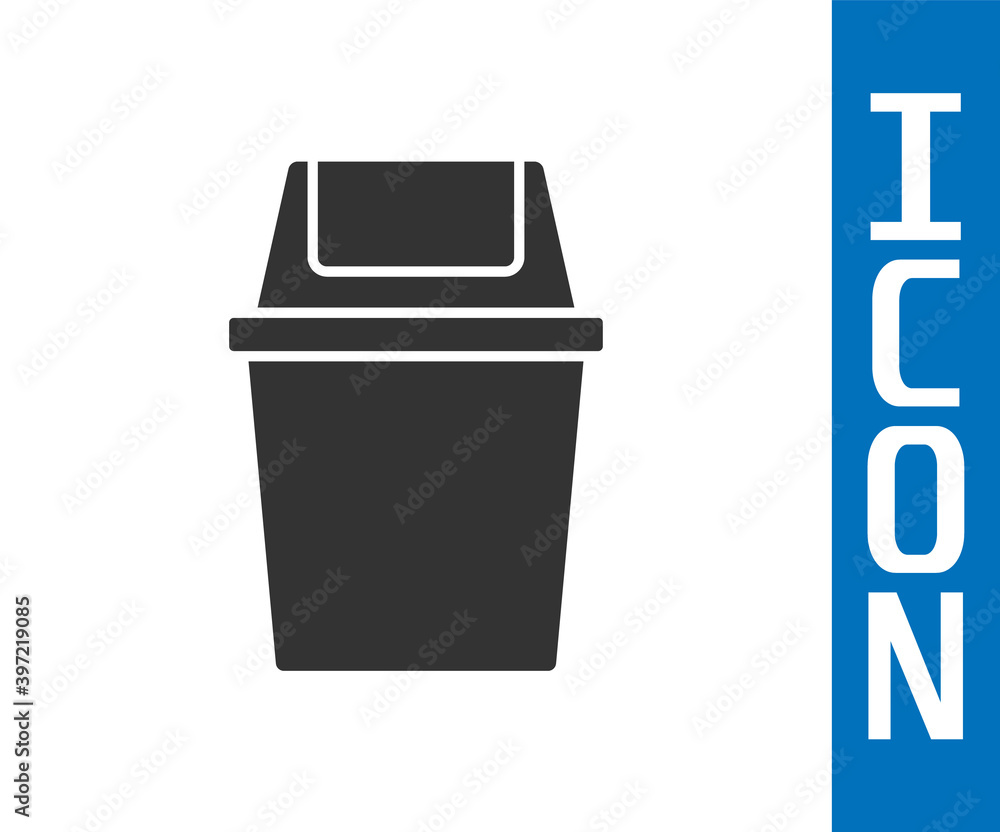 Grey Trash can icon isolated on white background. Garbage bin sign. Recycle basket icon. Office tras