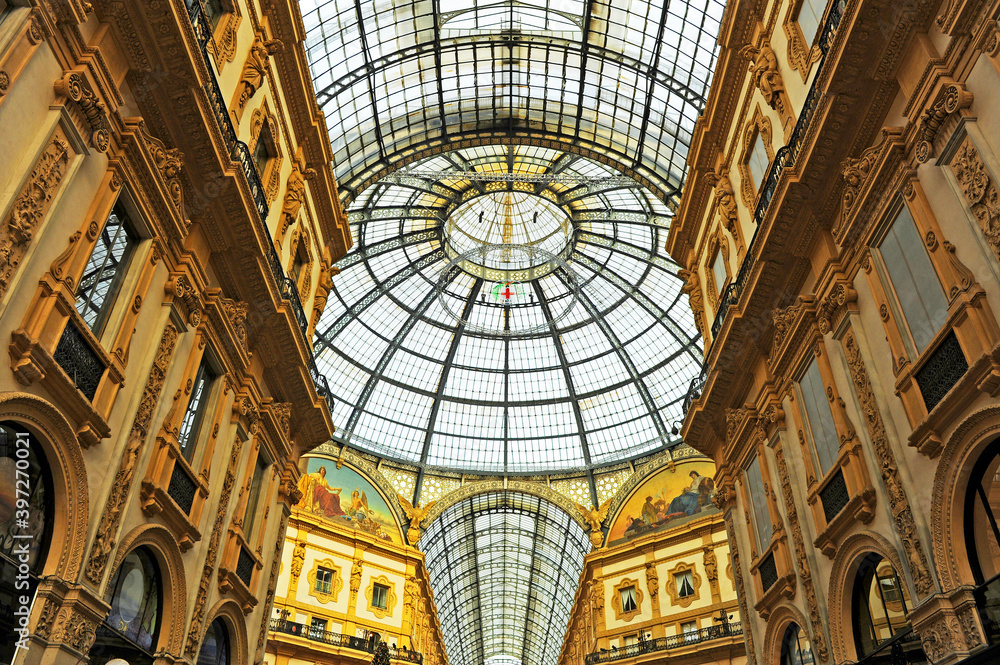 Milan, Lombardy, Italy: Gallery - Galleria Vittorio Emanuele II. Built between 1865 and 1877, it is 