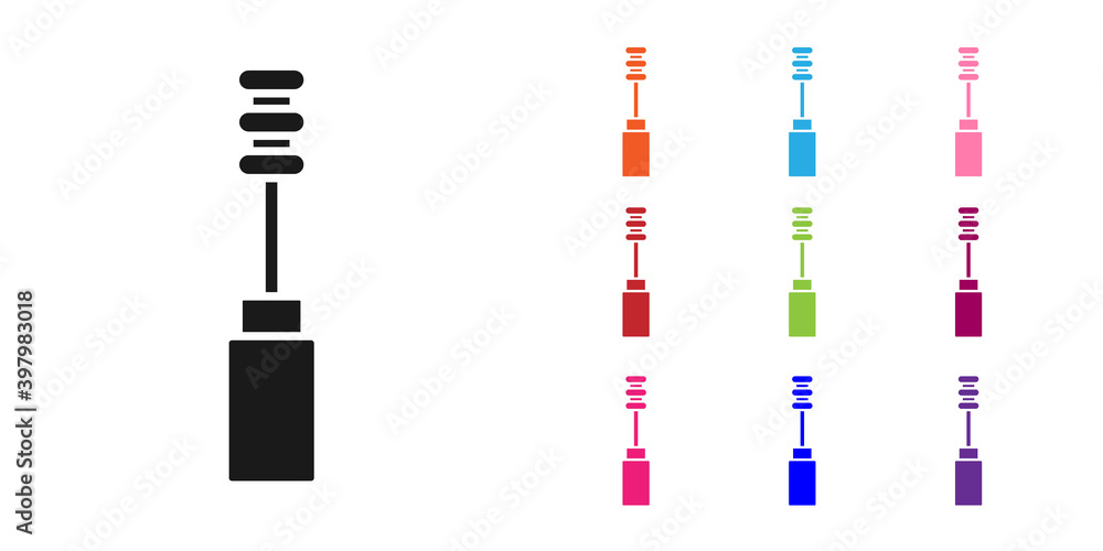 黑色睫毛刷图标隔离在白色背景上。将图标设置为彩色。矢量。