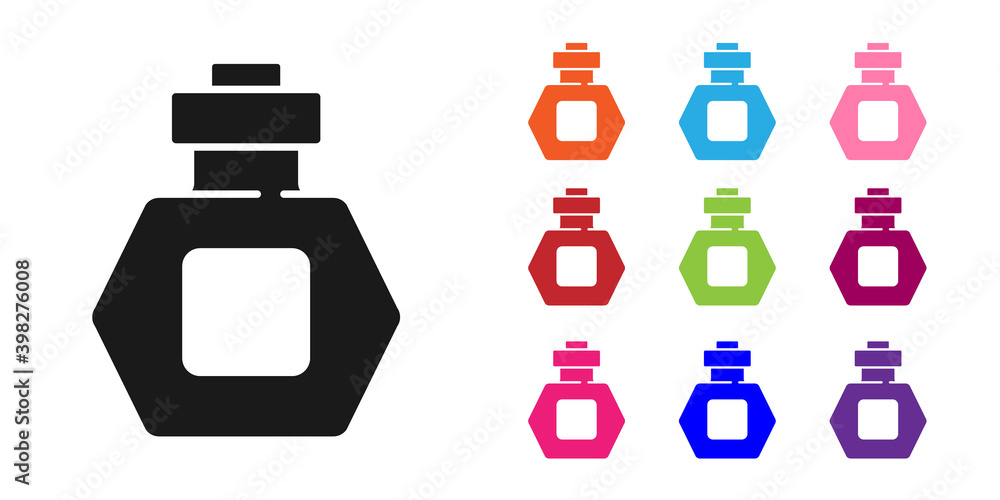 黑色香水图标隔离在白色背景上。将图标设置为彩色。矢量。