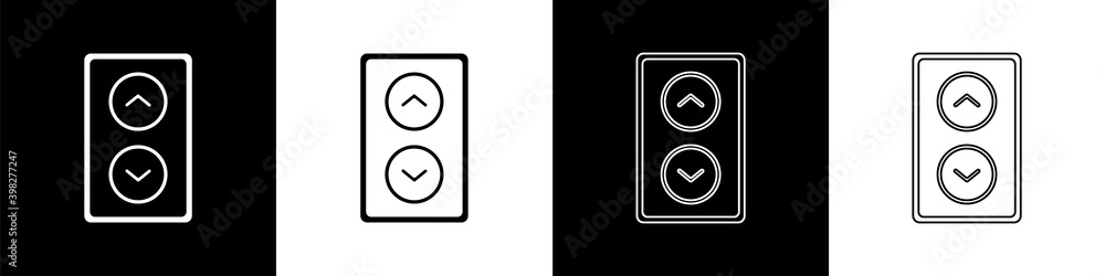 Set Lift icon isolated on black and white background. Elevator symbol. Vector.