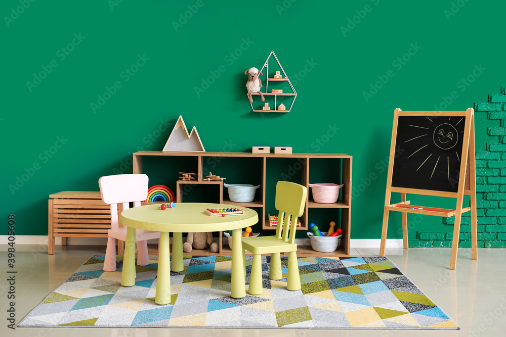 Interior of modern playroom in kindergarten