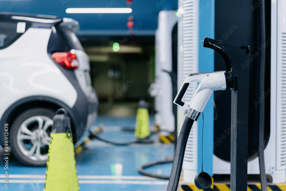 electric car charging in the station