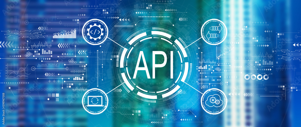 API-与市中心天际线建筑的应用程序编程接口概念