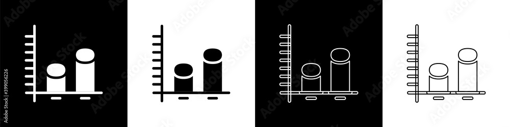 设置隔离在黑白背景上的数据分析图标。矢量。