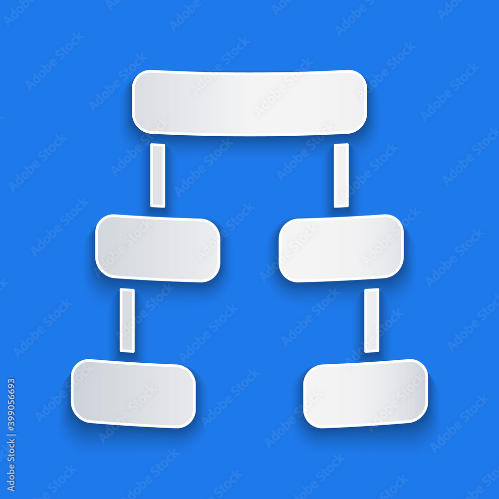 Paper cut Business hierarchy organogram chart infographics icon isolated on blue background. Corpora