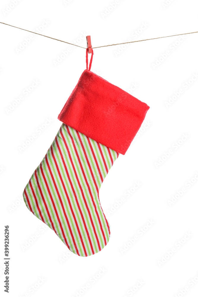 Christmas sock on white background