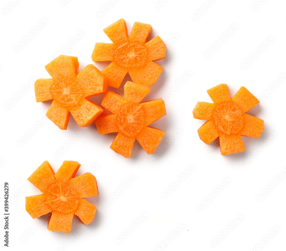 fresh raw flower shaped carrot slices