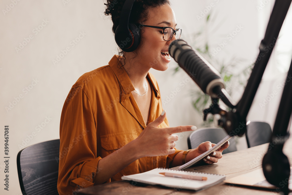 Radio host working from home