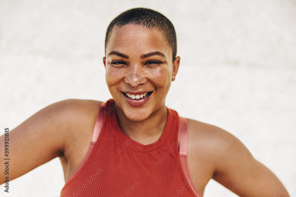 Fitness woman relaxing after workout