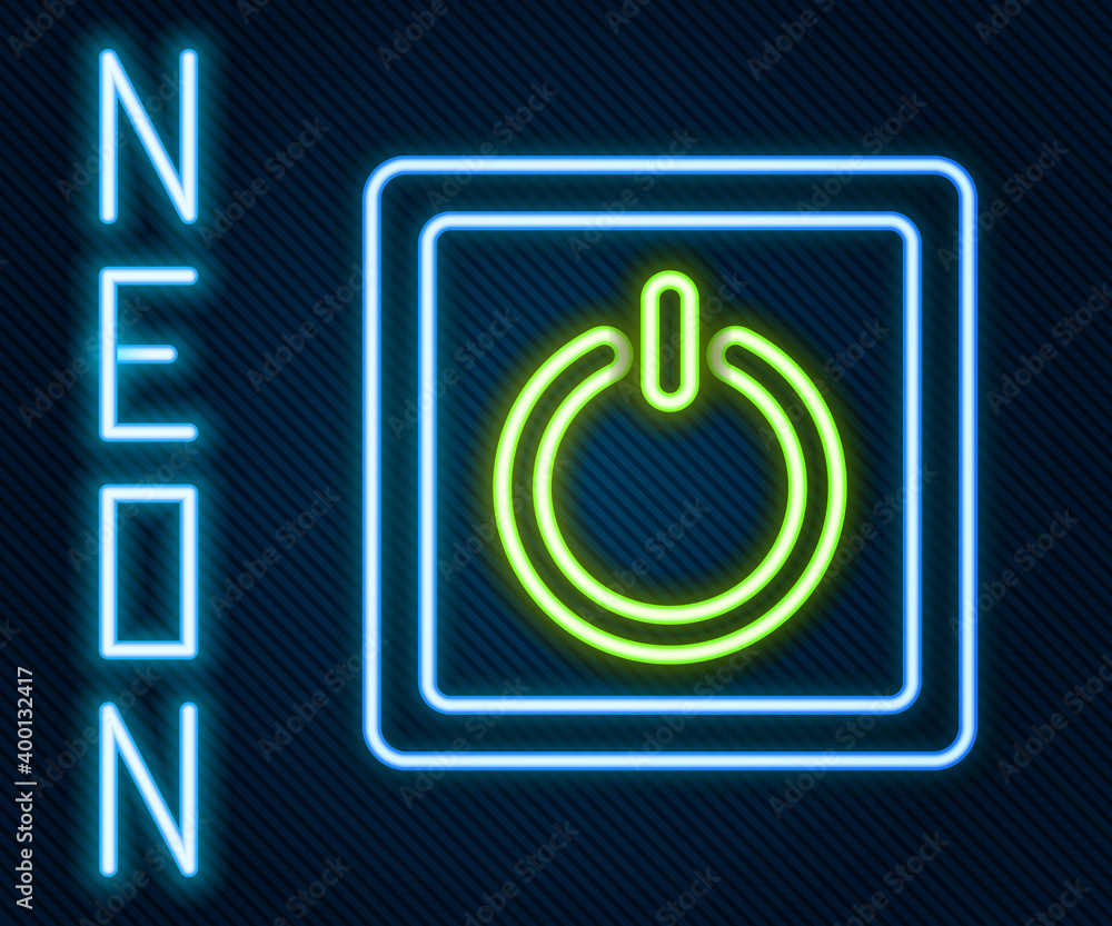 Glowing neon line Electric light switch icon isolated on black background. On and Off icon. Dimmer l