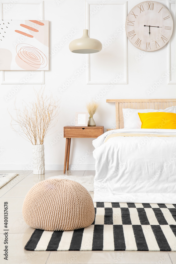 Interior of modern bedroom with carpet