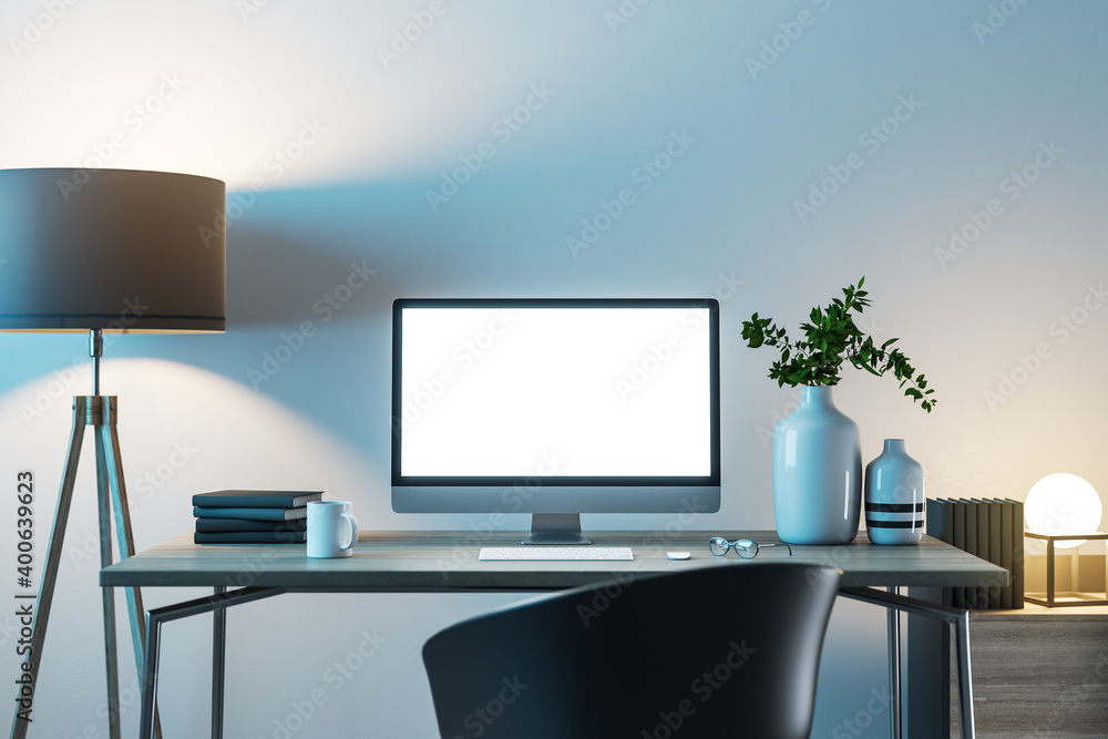 Modern working space with computer