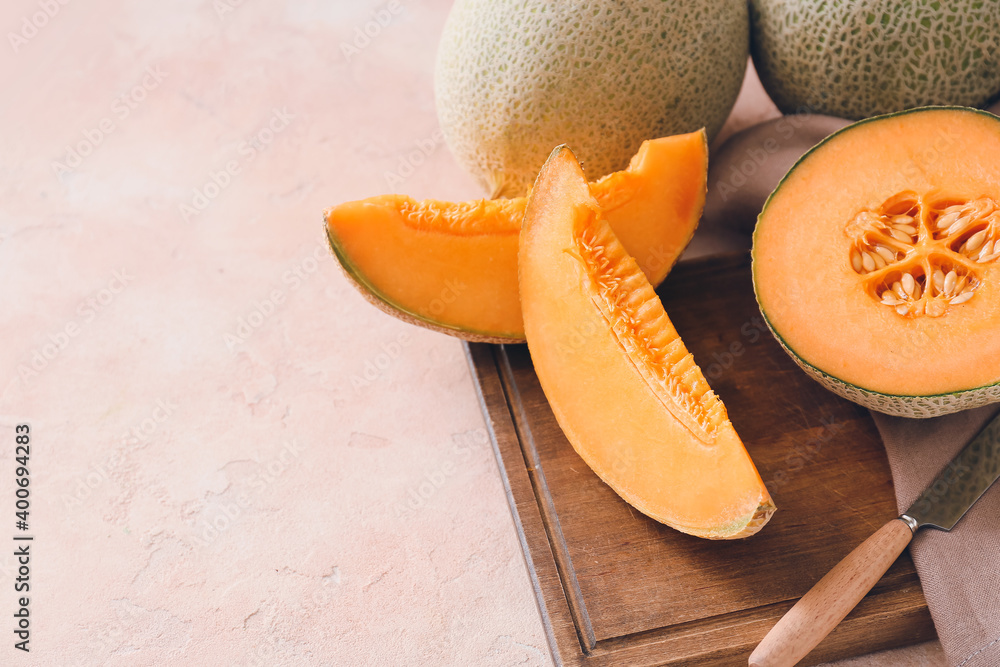 Sweet ripe melons on table