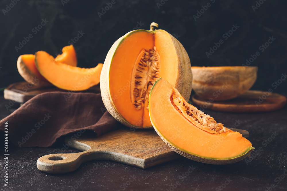 Sweet cut melon on table