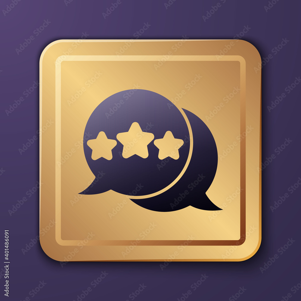 Purple Five stars customer product rating review icon isolated on purple background. Favorite, best 