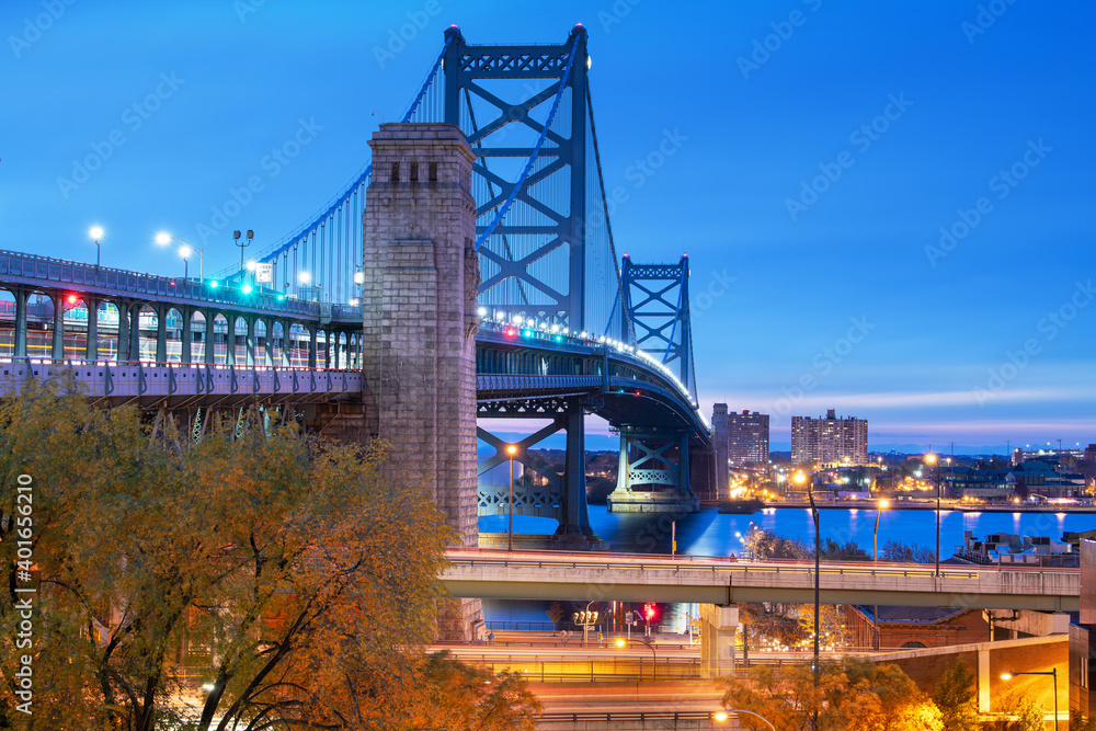 Philadelphia, Pennsylvania, USA at Benjamin Franklin Bridge