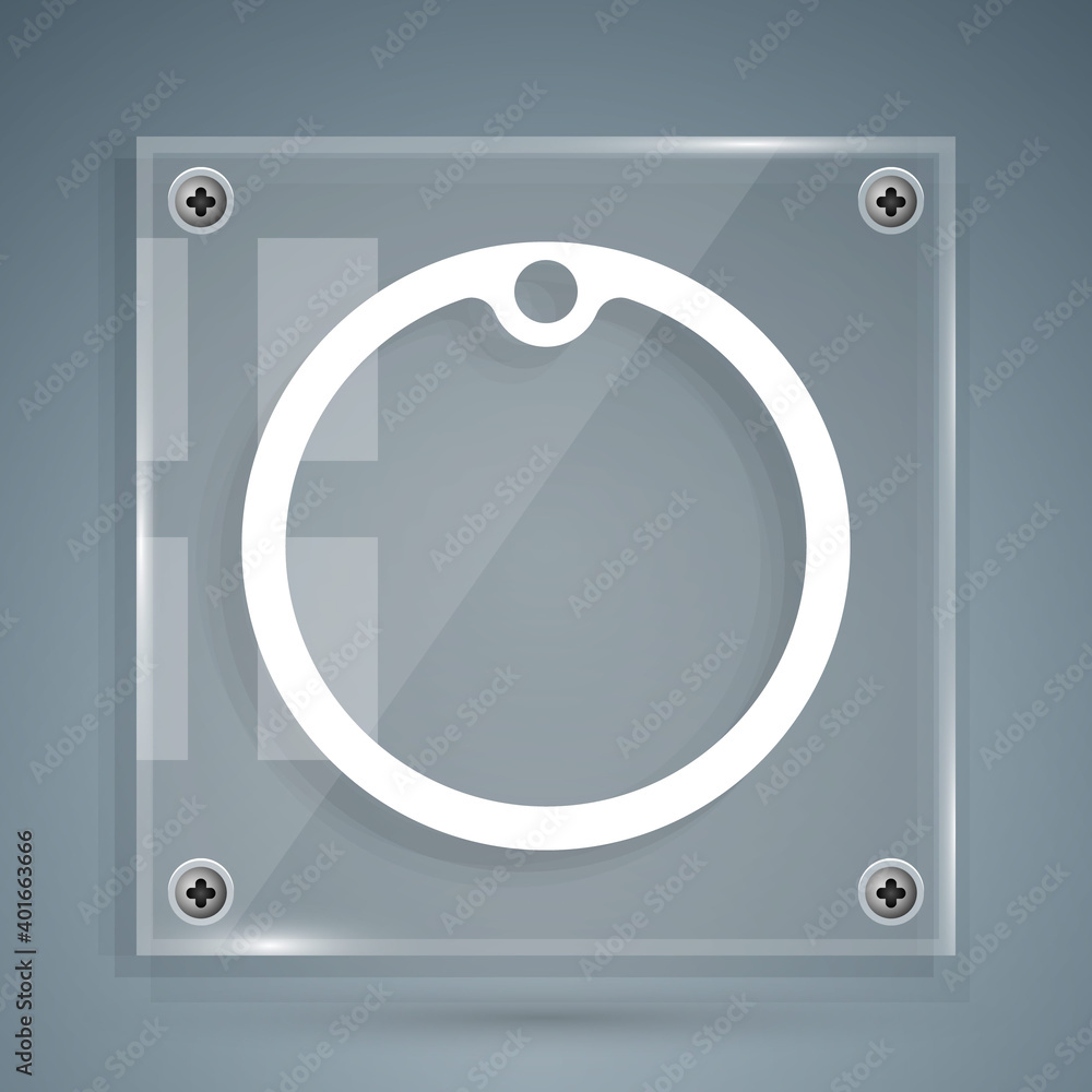 White Cutting board icon isolated on grey background. Chopping Board symbol. Square glass panels. Ve