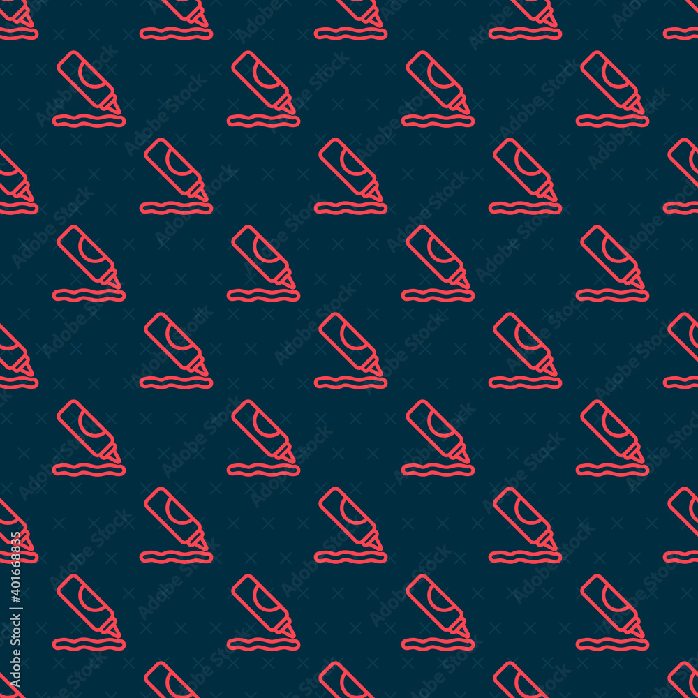 Red line Ketchup bottle icon isolated seamless pattern on black background. Barbecue and BBQ grill s