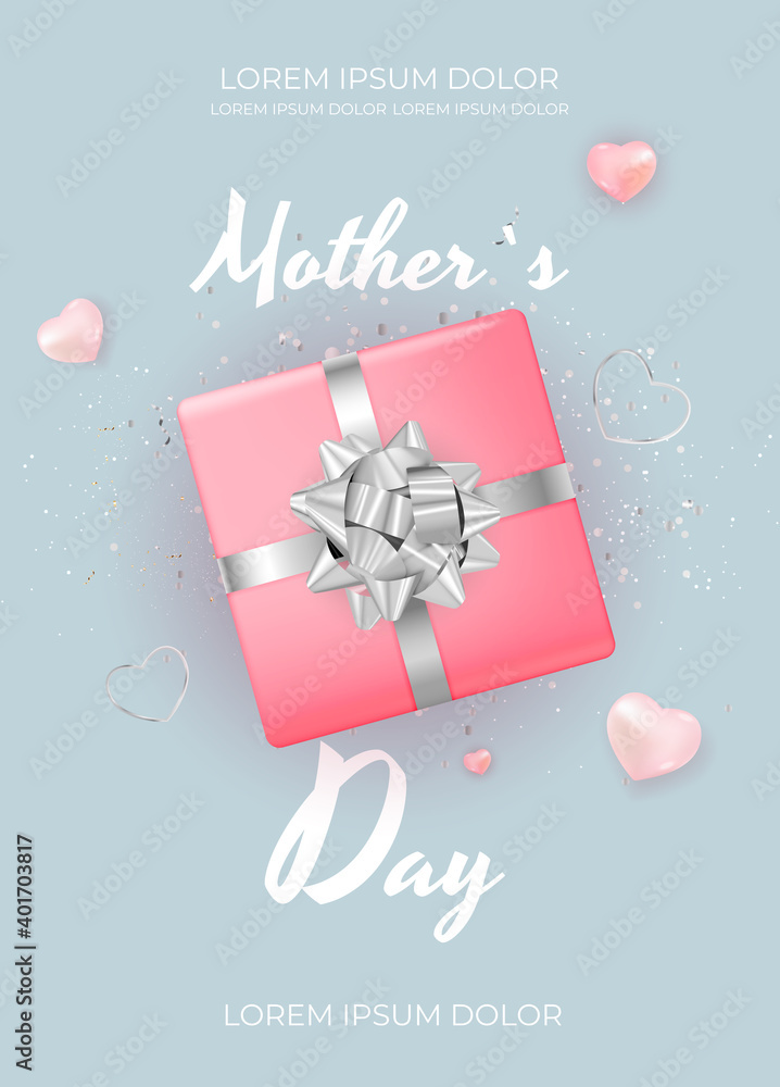 Happy Mother`s Day Card with Realistic Tulip Flowers. Vector Illustration EPS10