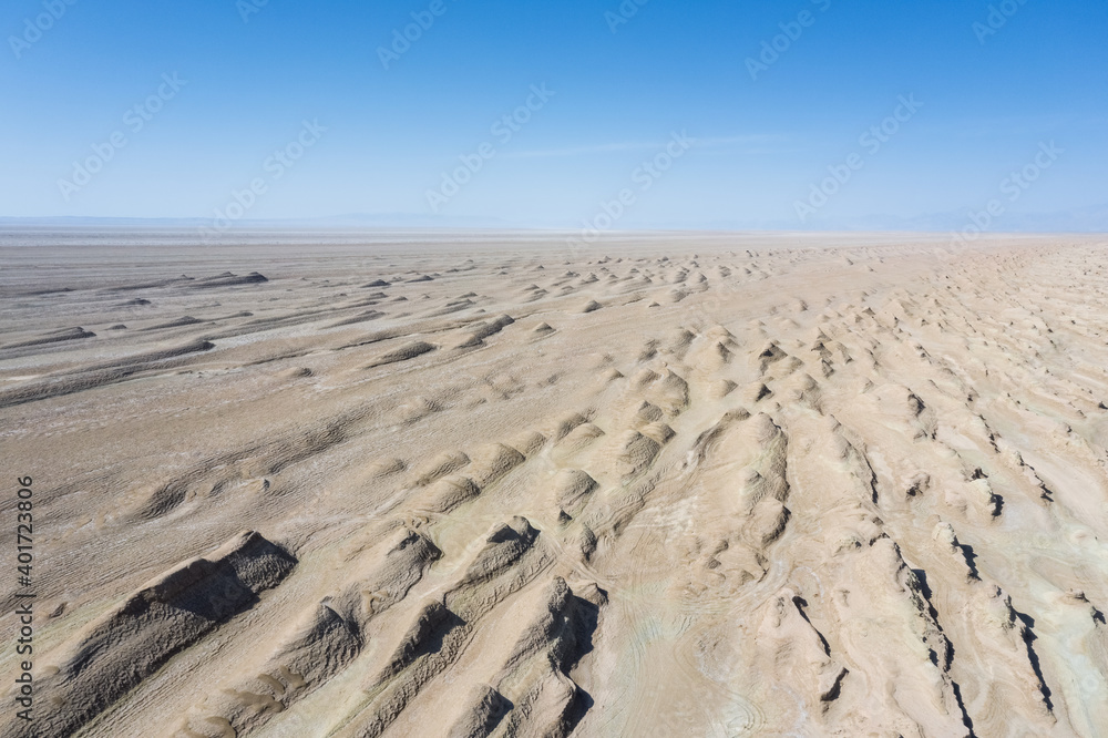 aerial view of wind erosion physiognomy landscape in qinghai