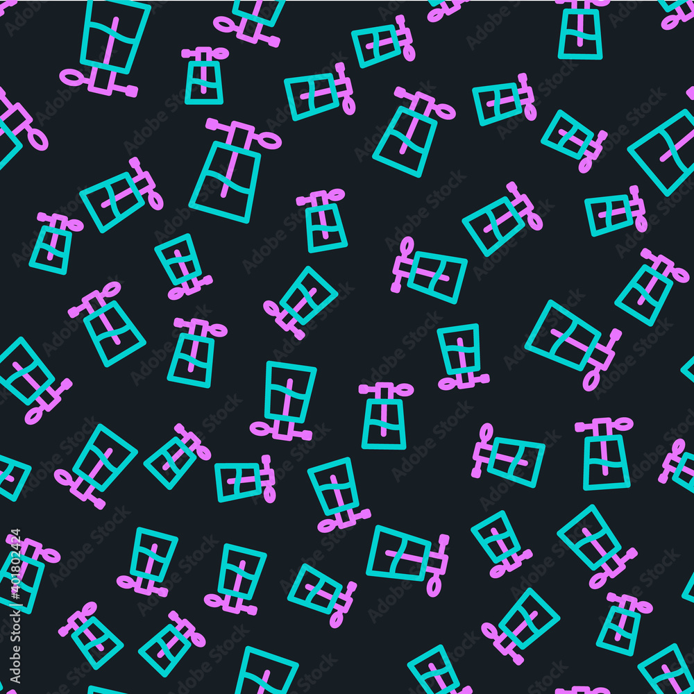 Line Perfume icon isolated seamless pattern on black background. Vector Illustration.