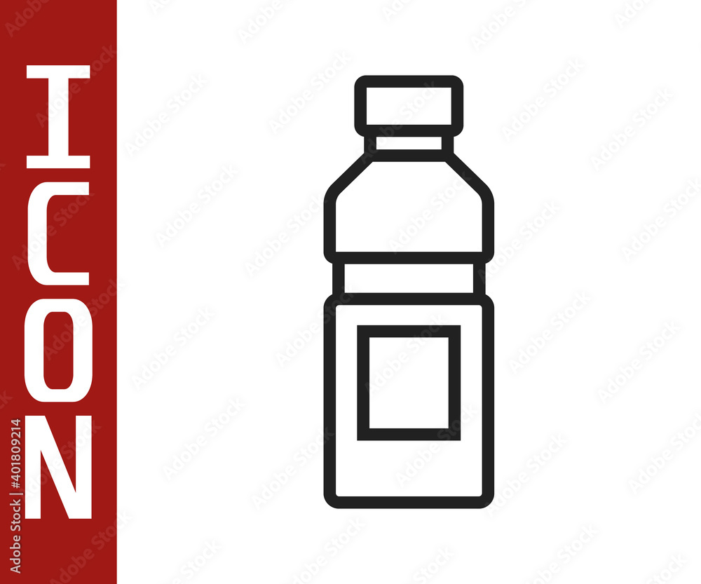 Black line Bottle of water icon isolated on white background. Soda aqua drink sign. Vector.