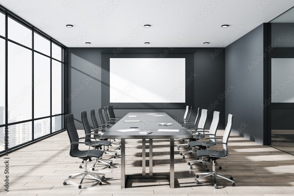 Luxury conference room with long meeting table