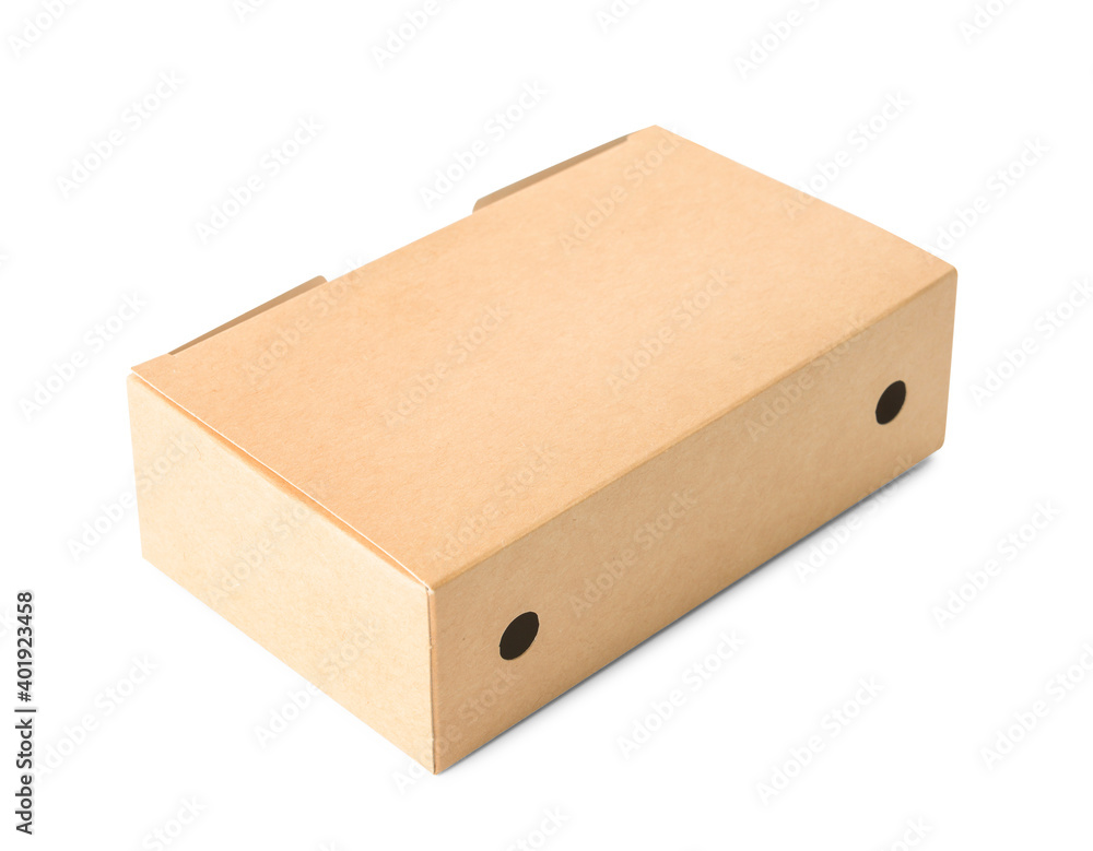 Blank cardboard box on white background