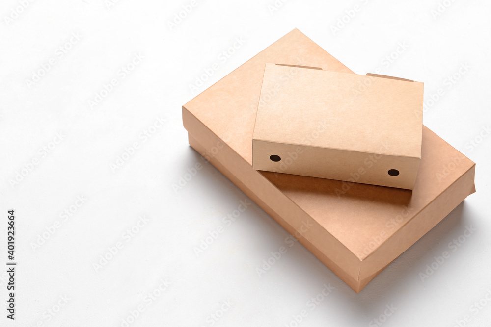 Blank cardboard boxes on white background