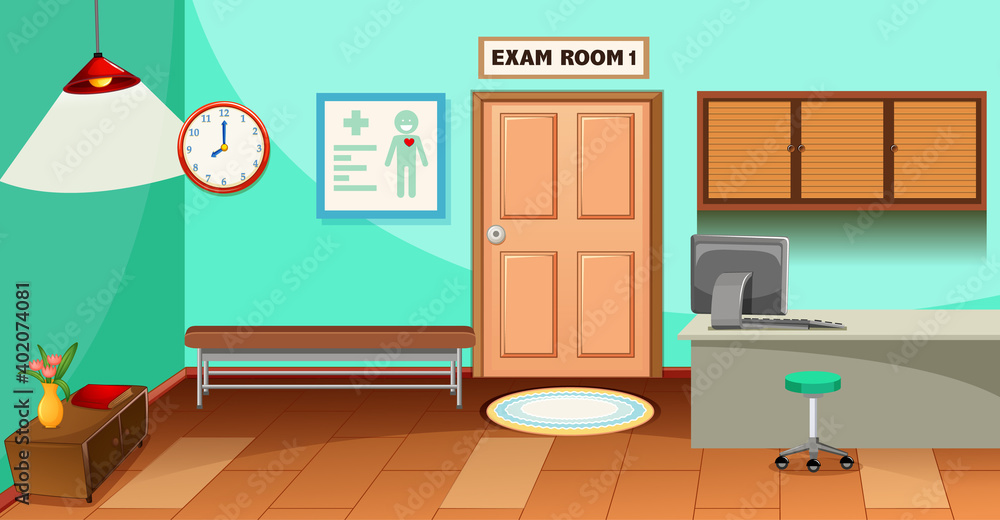 Hospital blank exam room scene