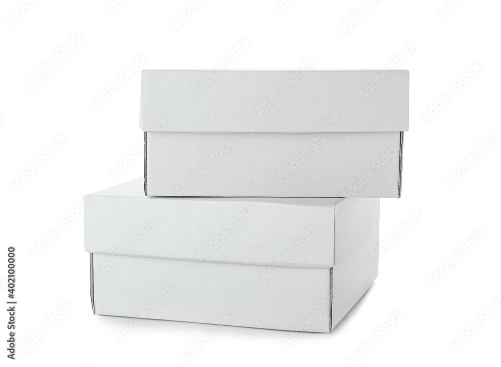 Blank cardboard boxes on white background