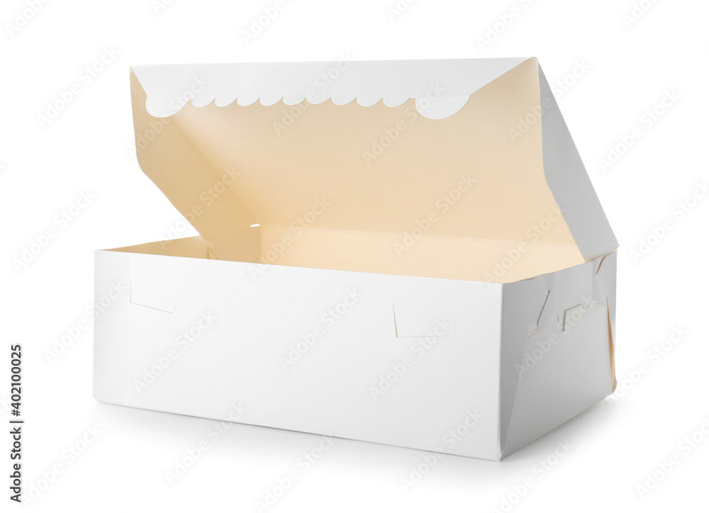 Blank cardboard box on white background