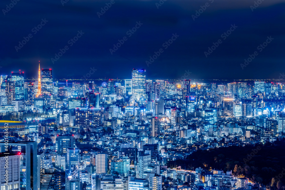 高層ビルが立ち並ぶ都会の夜景