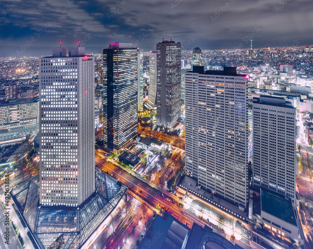 高層ビルが立ち並ぶ新宿の夜景