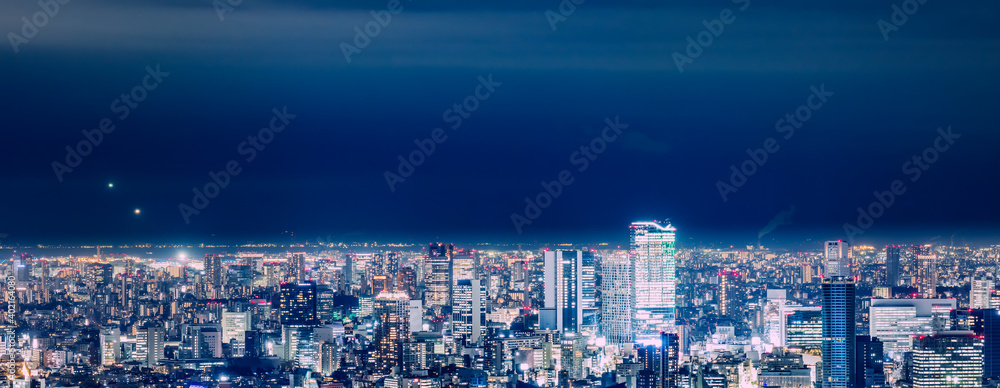 高層ビルが立ち並ぶ都会の夜景