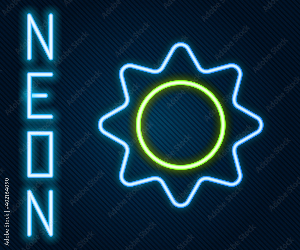 Glowing neon line Sun icon isolated on black background. Summer symbol. Good sunny day. Colorful out