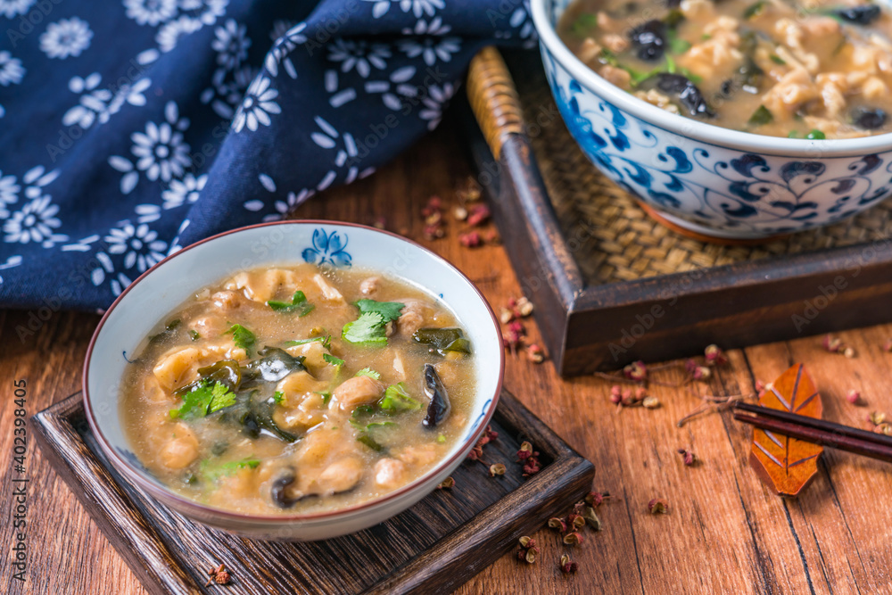 A bowl of Henan special snack Zhengzhou food; pepper and chili soup