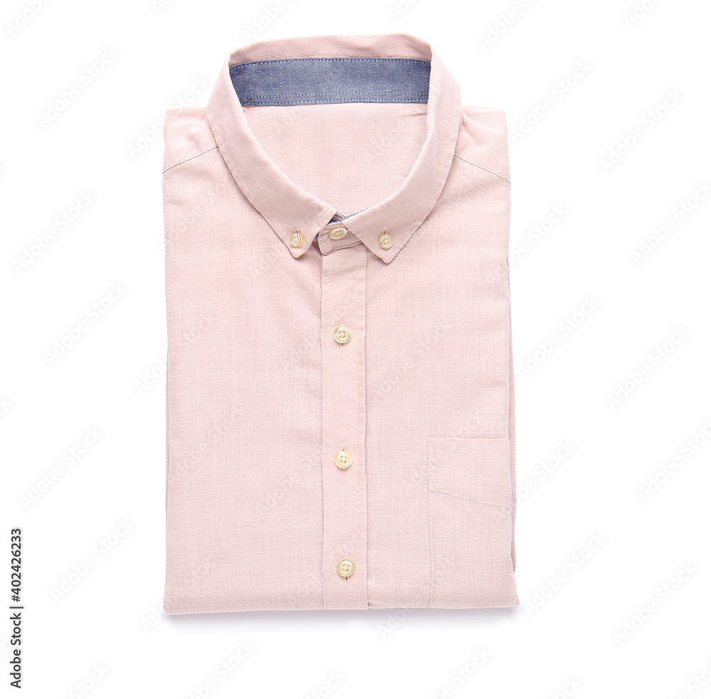 Folded male shirt on white background