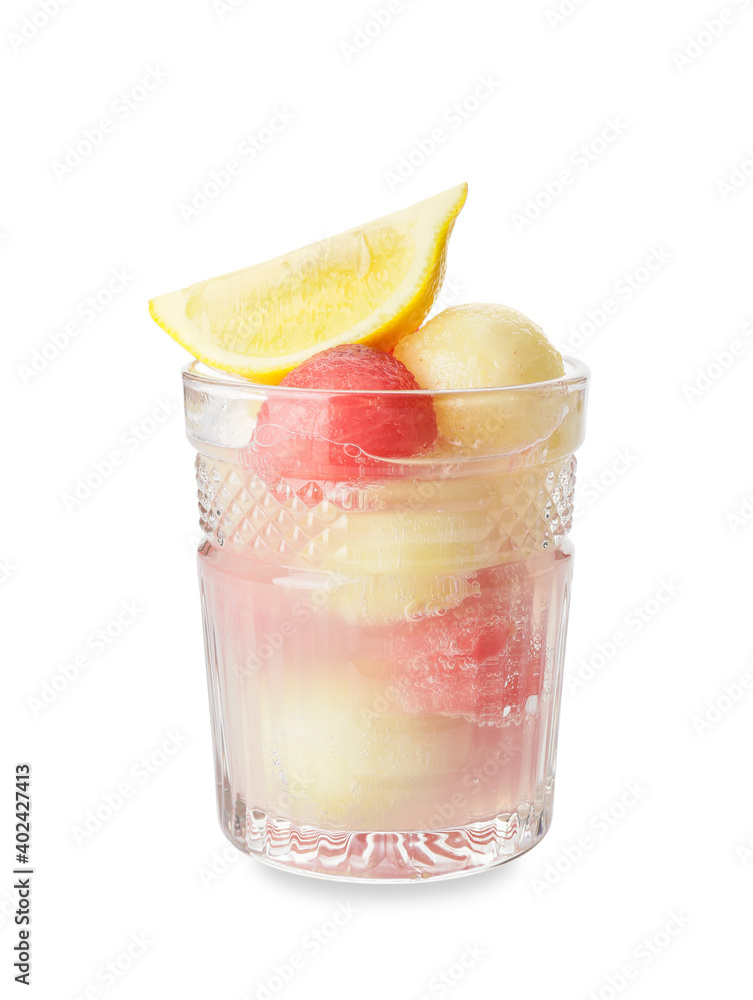 Glass of tasty watermelon cocktail on table