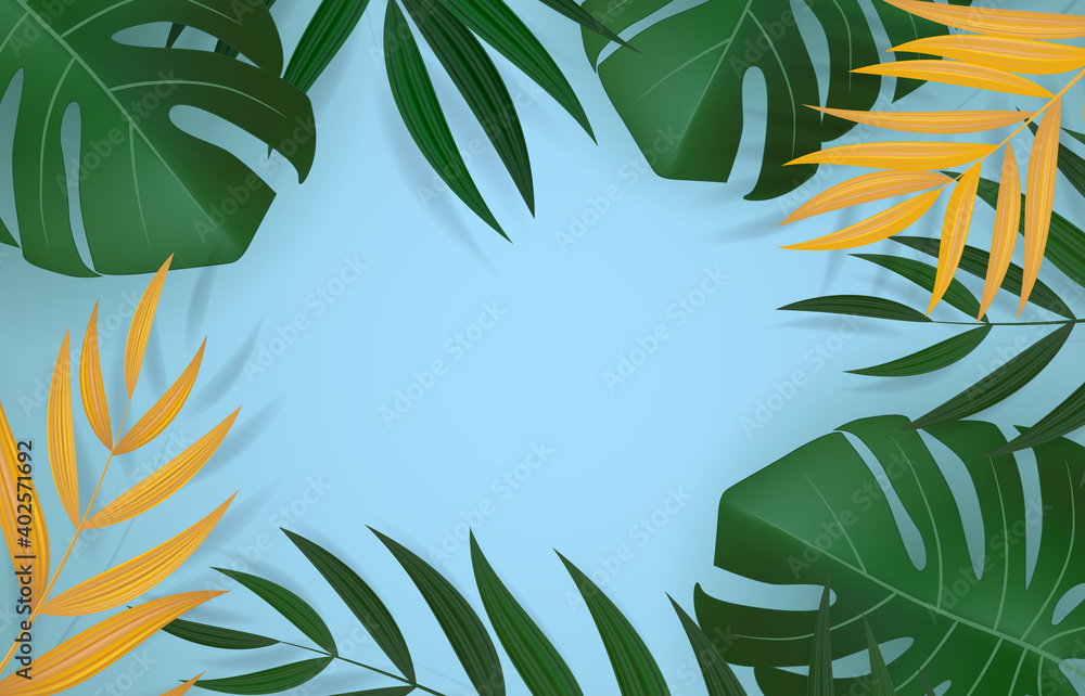 Natural Realistic Green Palm Leaf Tropical Background. Vector illustration EPS10