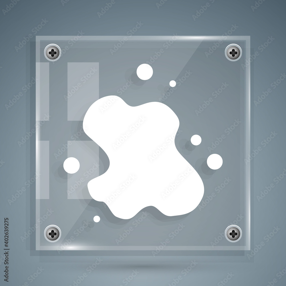 White Water spill icon isolated on grey background. Square glass panels. Vector.