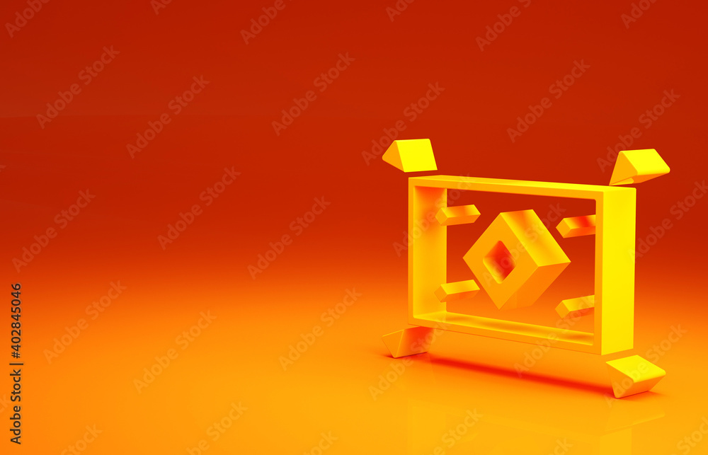 Yellow Magic carpet icon isolated on orange background. Minimalism concept. 3d illustration 3D rende