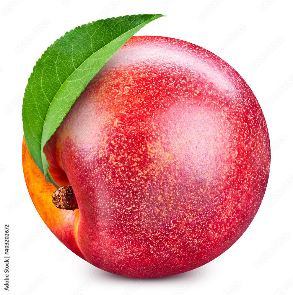 Peach organic raspberry with leaves isolated