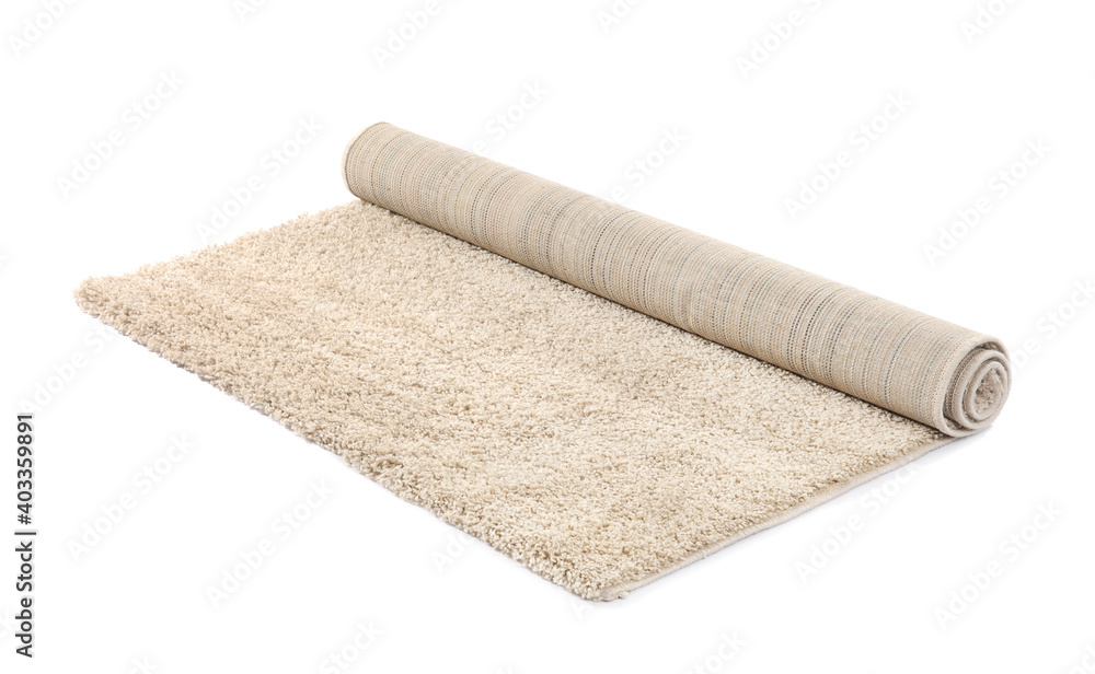 Beautiful soft carpet on white background