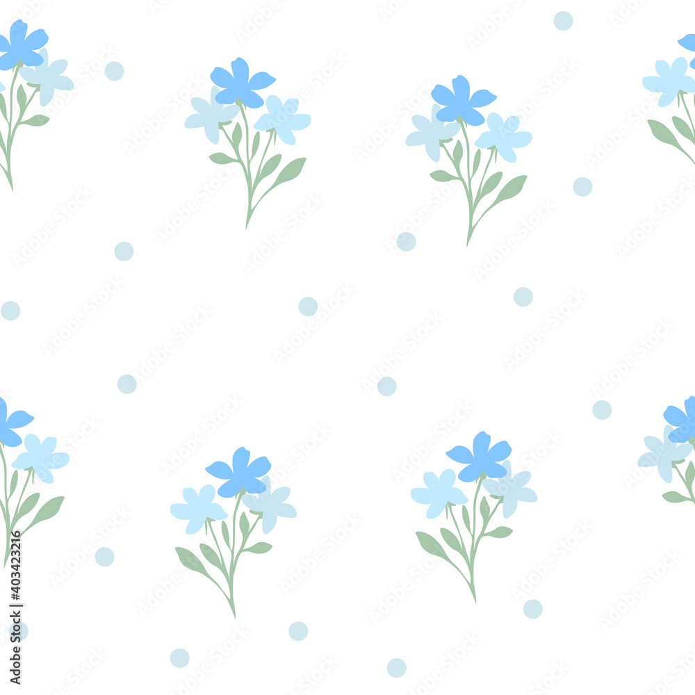 Flowers seamless pattern on a white background. Floral print with small flowers. The design is great