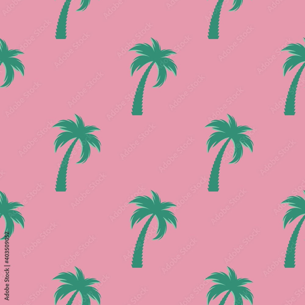 Palm tree silhouette seamless pattern background. Vector Illustration