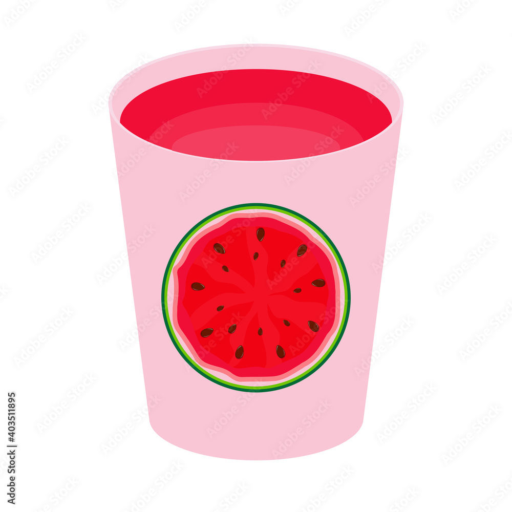 Vitamin Watermelon Juice Glass Cup Simple Icon. Vector Illustration EPS10