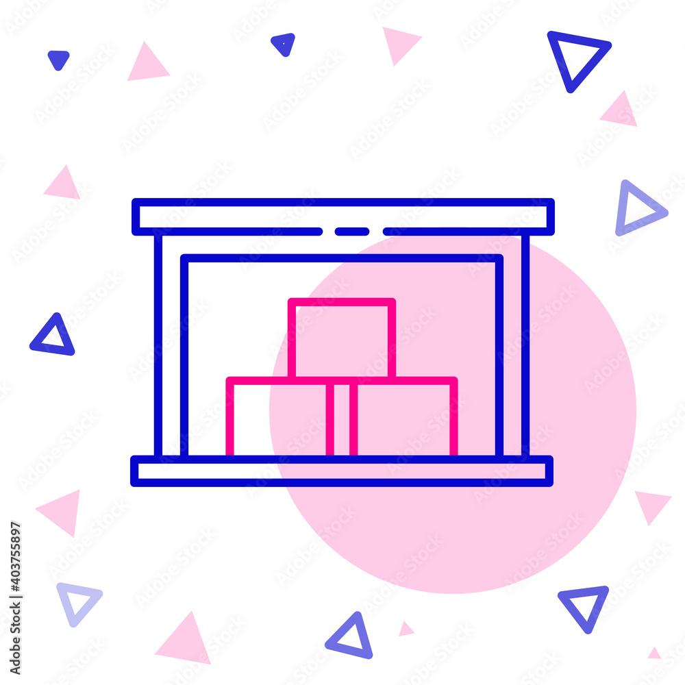 线仓库图标隔离在白色背景上。彩色轮廓概念。矢量插图。