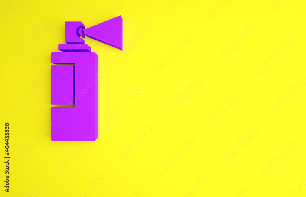 Purple Perfume icon isolated on yellow background. Minimalism concept. 3d illustration 3D render.